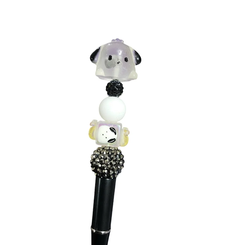 Pochacco Sanrio Beaded Ballpoint Twist Pen Blue Clear Topper